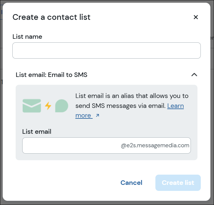 Create a contact list modal 
