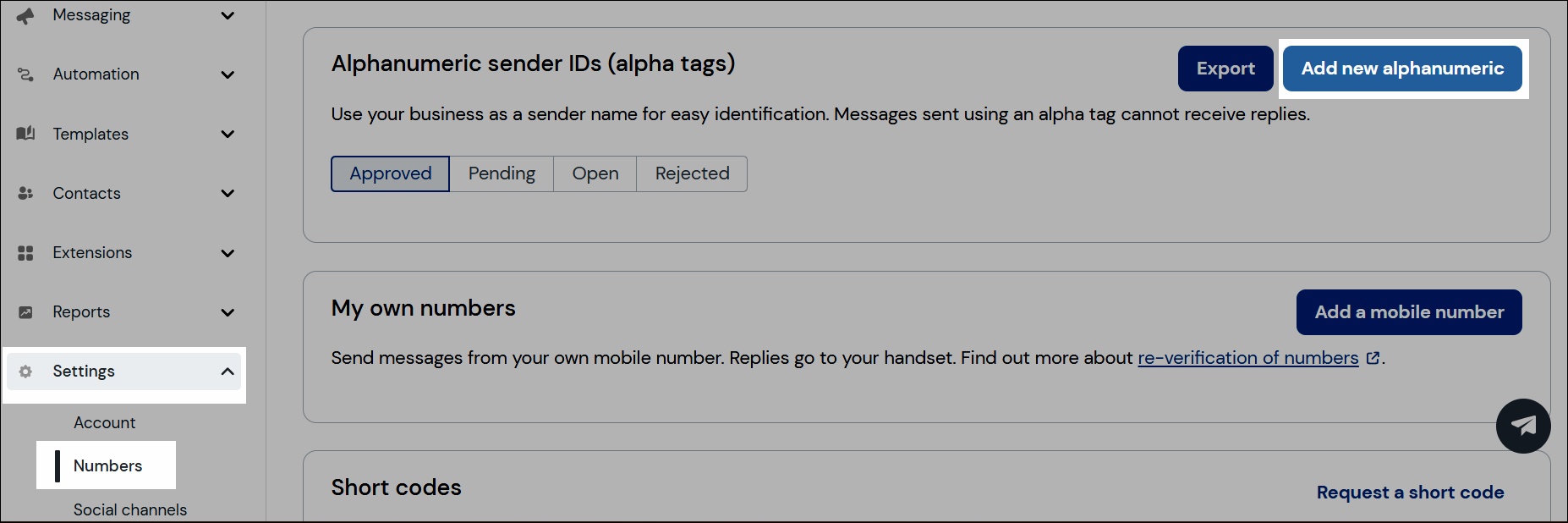 Add new alphanumeric navigation