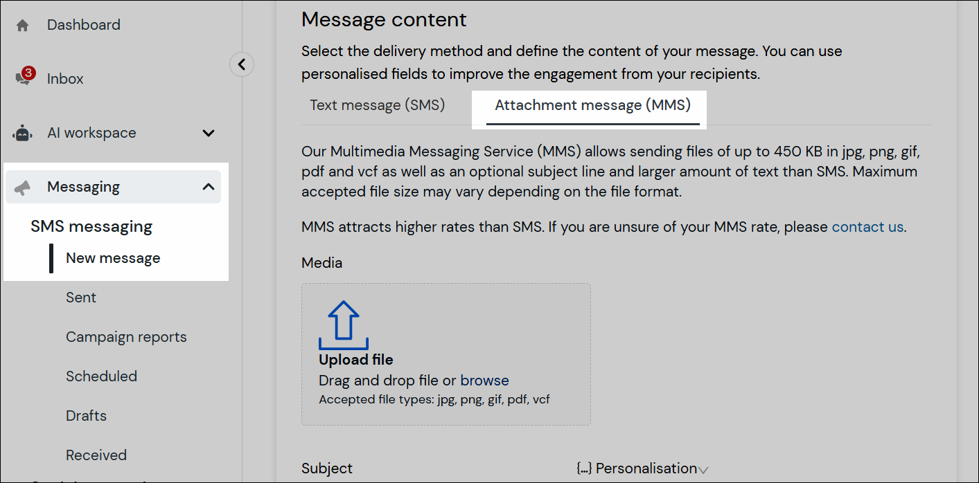 MMS navigation screenshot