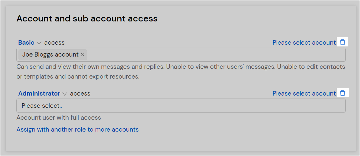 Delete access button