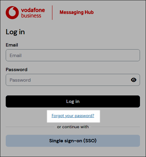 Forgot password link screenshot