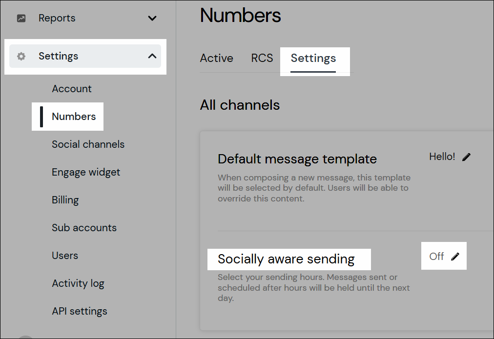 Socially aware sending navigation screenshot.